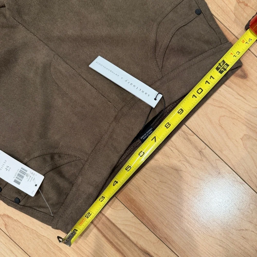 Sanctuary x Anthropologie Brown Faux Suede Pants SP Petite High Rise Skinny NWT